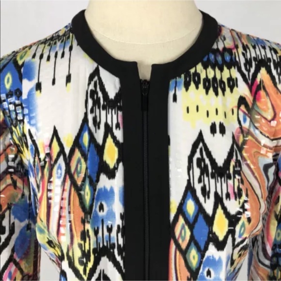 💕 Vintage Joseph Ribkoff Abstract Cardigan Blouse Jacket - Picture 2 of 7